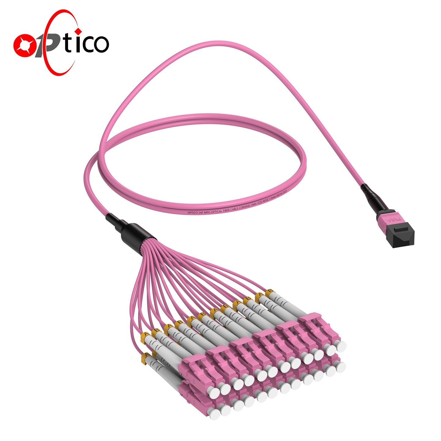 24 Fiber MPO uz LC Breakout kabelis